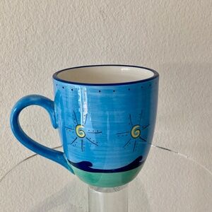 Ocean Theme Coffee Mug Hand Painted Ceramic 8 oz. by Brushes KIC Interior Stains